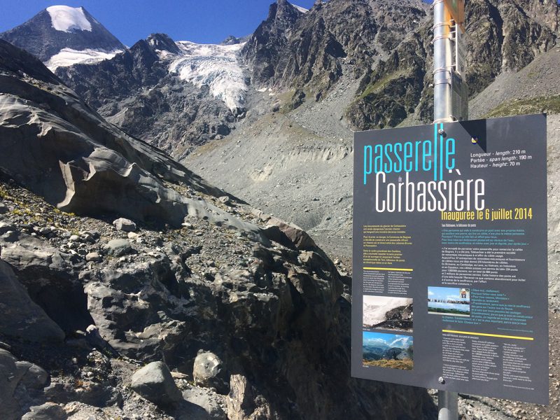 Commune de Bagnes – Panneau – Passerelle Corbassière