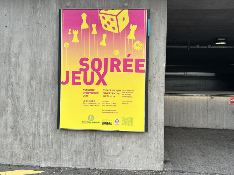 Bibliothèque de Bagnes – Flyer – Soirée jeux